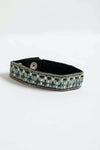 Woven Velvet Snap Bracelet With Beaded Design