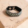 Woven Velvet Snap Bracelet With Beaded Design