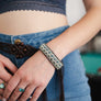 Woven Velvet Snap Bracelet With Beaded Design