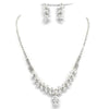 Floral CZ Theme Bridal Necklace Earrings Set