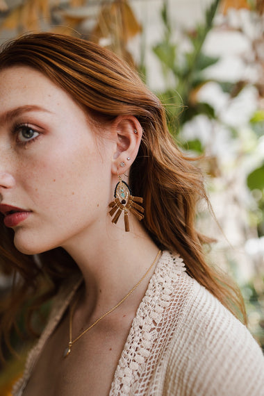 Suede Fringe Multi-bead Dangle Earrings