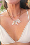 Crystal Drop Necklace With Suede Chain Details