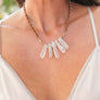 Crystal Drop Necklace With Suede Chain Details