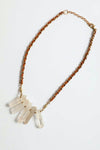 Crystal Drop Necklace With Suede Chain Details