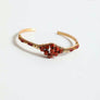 Rust Beaded Cuff Bracelet - Adjustable Gold Design