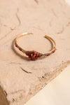 Rust Beaded Cuff Bracelet - Adjustable Gold Design