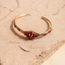 Rust Beaded Cuff Bracelet - Adjustable Gold Design