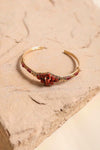 Rust Beaded Cuff Bracelet - Adjustable Gold Design