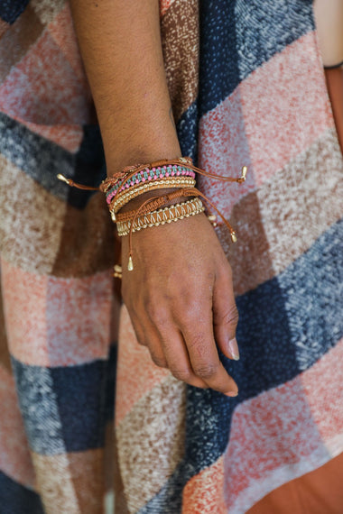Adjustable Woven & Beaded Stackable Bracelets