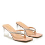 LITCHI CRYSTAL LINED THONG BLOCK HEELED SANDAL