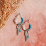 Dainty Feather Charm Hoop Earrings With Beads