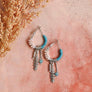 Dainty Feather Charm Hoop Earrings With Beads