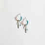 Dainty Feather Charm Hoop Earrings With Beads