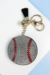 SPORTS BALLS RHINESTONE TASSEL KEYCHAIN