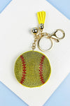 SPORTS BALLS RHINESTONE TASSEL KEYCHAIN