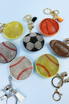 SPORTS BALLS RHINESTONE TASSEL KEYCHAIN