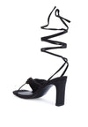 CHASM RUCHED SATIN TIE UP BLOCK HEELED SANDALS