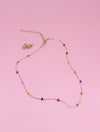 MULTI COLORED BEAD CHARM NECKLACE