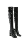 LONDON RAG KNEE HIGH PRINT BLOCK HEELED BOOT