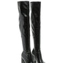LONDON RAG KNEE HIGH PRINT BLOCK HEELED BOOT