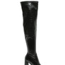 LONDON RAG KNEE HIGH PRINT BLOCK HEELED BOOT