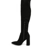 LONDON RAG KNEE HIGH PRINT BLOCK HEELED BOOT