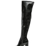 LONDON RAG KNEE HIGH PRINT BLOCK HEELED BOOT