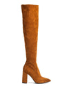 LONDON RAG KNEE HIGH PRINT BLOCK HEELED BOOT