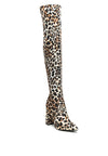 LONDON RAG KNEE HIGH PRINT BLOCK HEELED BOOT