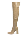 LONDON RAG KNEE HIGH PRINT BLOCK HEELED BOOT