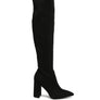 LONDON RAG KNEE HIGH PRINT BLOCK HEELED BOOT