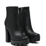 LONDON RAG SOLID TEXTURED BLOCK HEELED BOOT