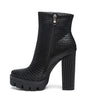 LONDON RAG SOLID TEXTURED BLOCK HEELED BOOT