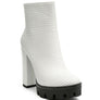 LONDON RAG SOLID TEXTURED BLOCK HEELED BOOT