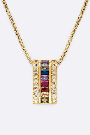 CZ Mix Color Pendant Designer Necklace