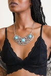 Silver Collar Necklace With Turquoise Accents