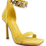 LAST SIP HEELED FAUX SUEDE CHAIN STRAP SANDAL