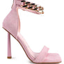 LAST SIP HEELED FAUX SUEDE CHAIN STRAP SANDAL