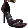 LAST SIP HEELED FAUX SUEDE CHAIN STRAP SANDAL