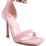 LAST SIP HEELED FAUX SUEDE CHAIN STRAP SANDAL