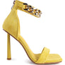 LAST SIP HEELED FAUX SUEDE CHAIN STRAP SANDAL