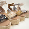 BELOVED ROCKSTUD STRAP ESPADRILLES WEDGE HEELS GREY Size 5.5