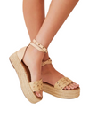 Diona J Rockstud Strap Espadrilles Platform Wedge Heels