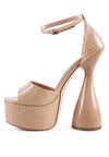 PRETTY ME PATENT CROC ULTRA HIGH PLATFORM SANDALS