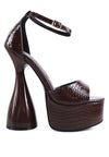 PRETTY ME PATENT CROC ULTRA HIGH PLATFORM SANDALS