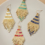 Handmade metallic cube bead tassel earrings