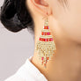 Handmade metallic cube bead tassel earrings