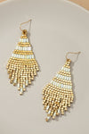 Handmade metallic cube bead tassel earrings