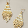 Handmade metallic cube bead tassel earrings
