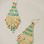 Handmade metallic cube bead tassel earrings